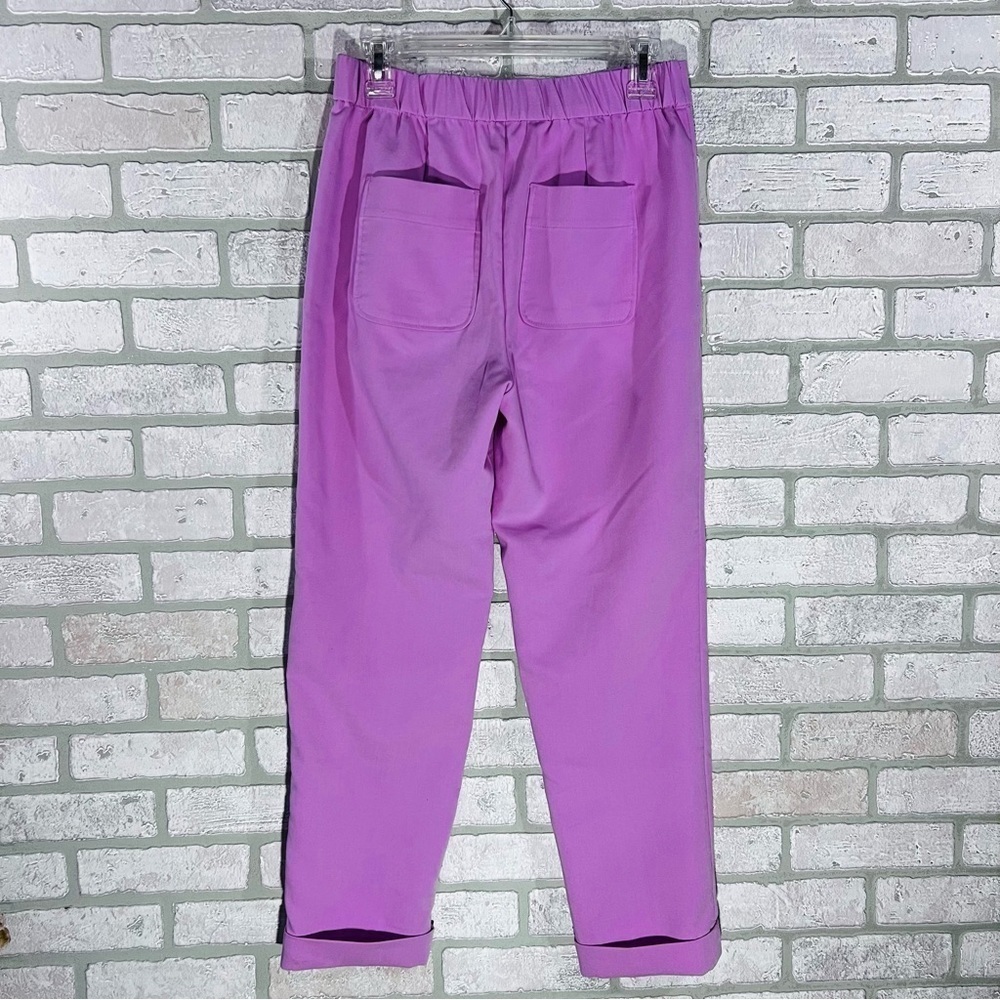 Maeve by Anthropologie Pintuck Tapered High Rise Cuffed Trousers in Lilac Size 4 - Picture 4 of 9